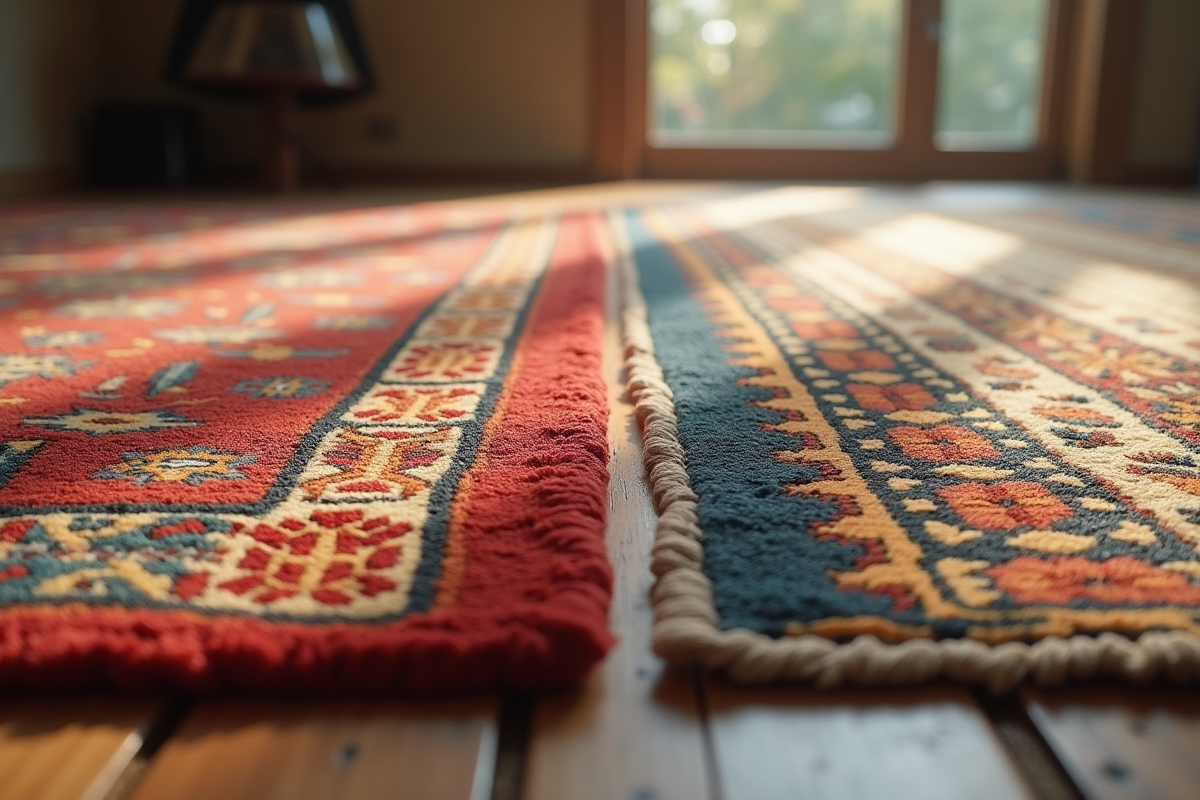 Deux tapis côte à côte avec zoom sur la texture