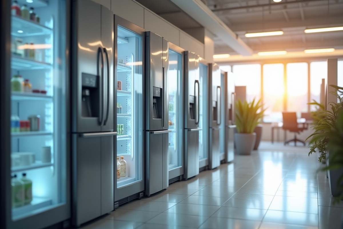 Ligne de réfrigérateurs économes en énergie en magasin moderne