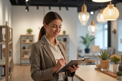 Femme en intérieur moderne compare deux lustres