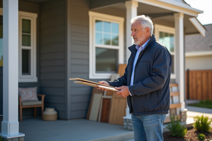 Homme examinant des échantillons de cladding extérieur