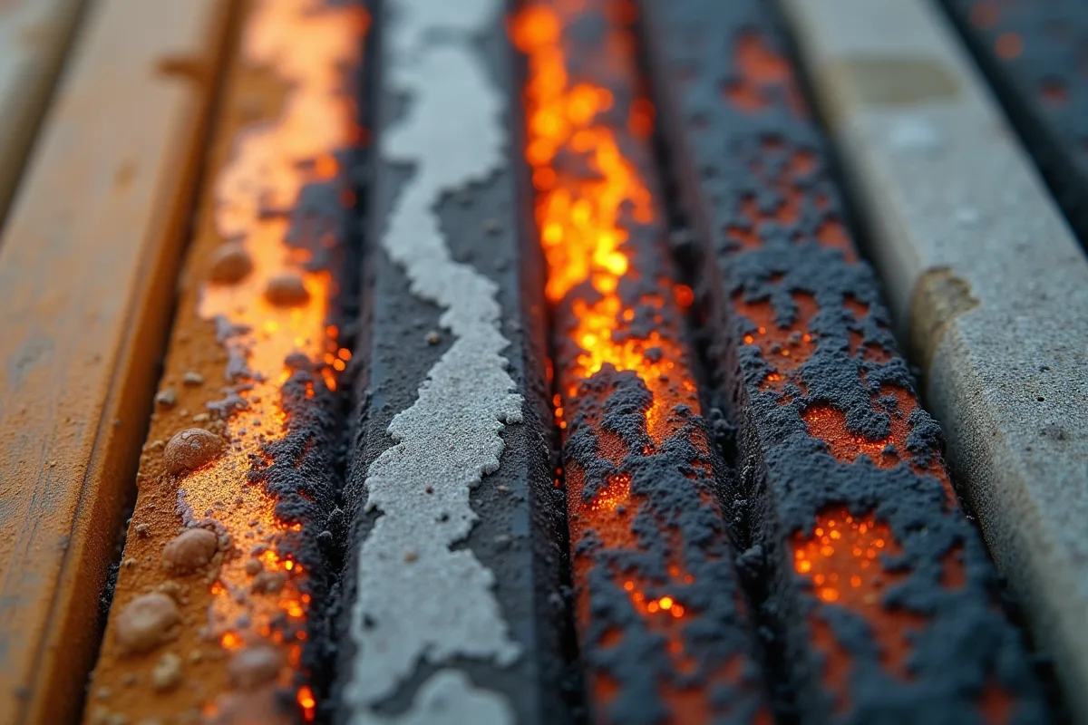 Gros plan sur differents materiaux de construction avec un materiau intact