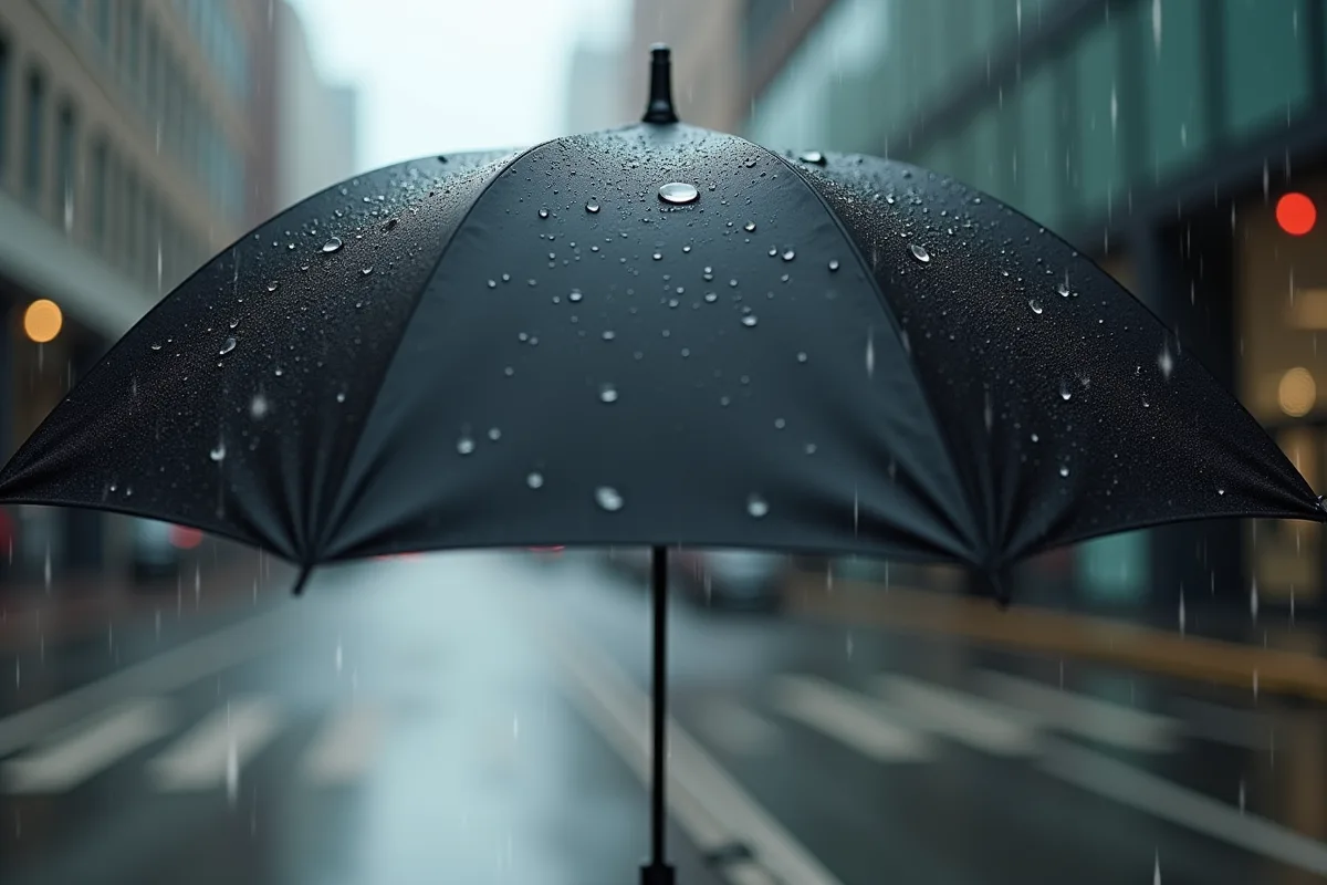 Parapluie noir robuste en ville sous la pluie