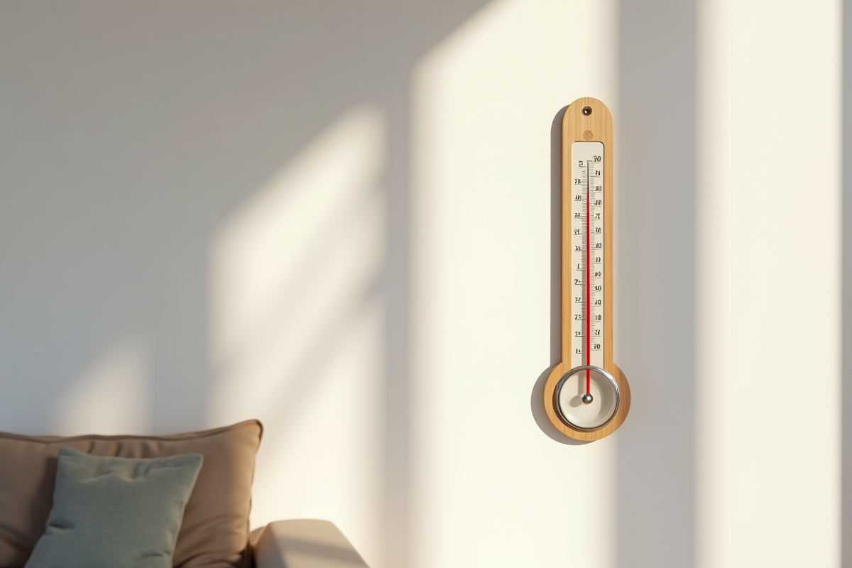 Thermomètre à mercure accroché dans un salon moderne lumineux