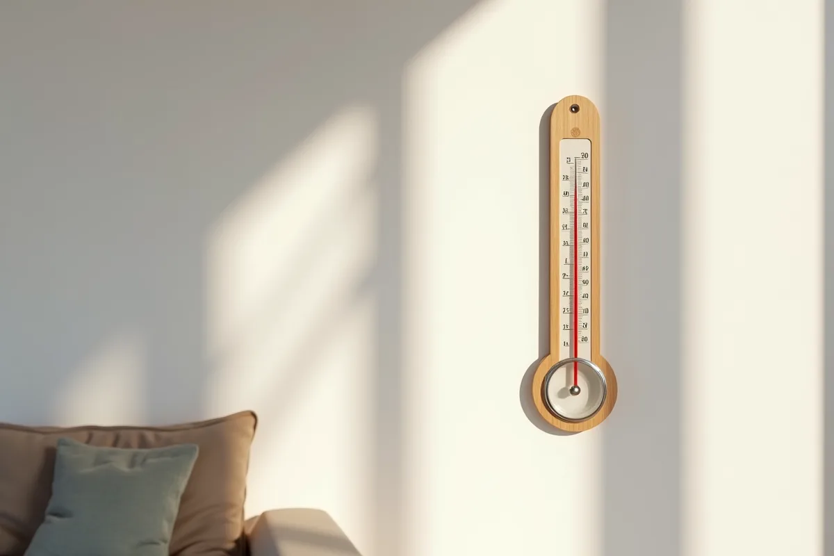Thermomètre à mercure accroché dans un salon moderne lumineux